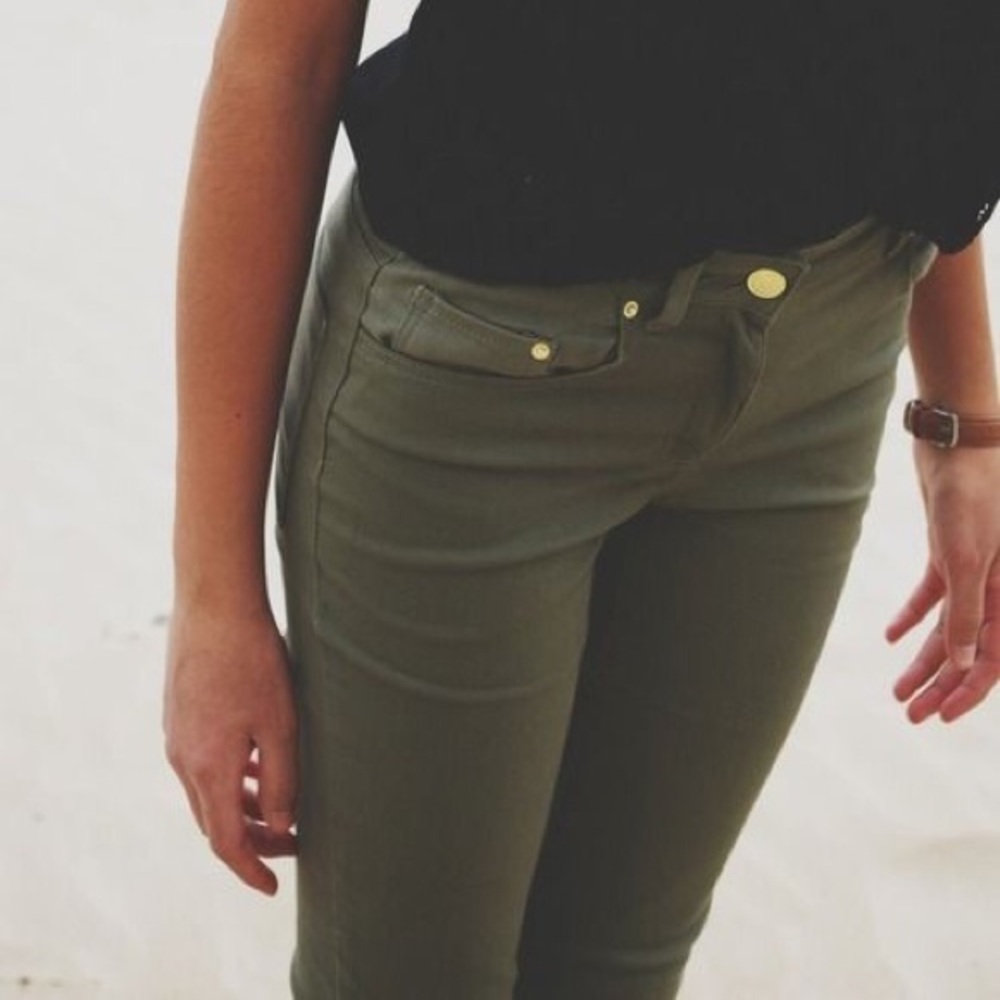 Olive green skinny jeans